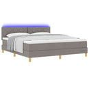 vidaXL LED Box Spring Ágy fejtámlával Tópszínű 180 x 200 cm szövet