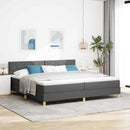 vidaXL LED Box Spring Ágy fejtámlával Sötétszürke 200 x 200 cm szövet