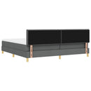 vidaXL LED Box Spring Ágy fejtámlával Sötétszürke 200 x 200 cm szövet