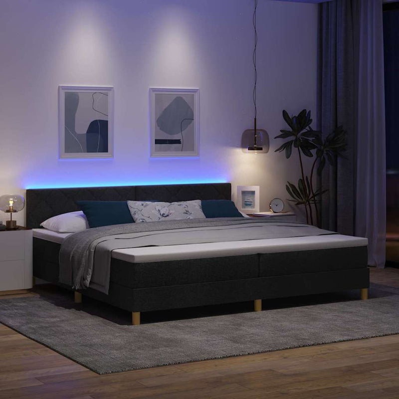 vidaXL Boxrugós ágy matracmal fejtámlával Fekete 200 x 200 cm szövet