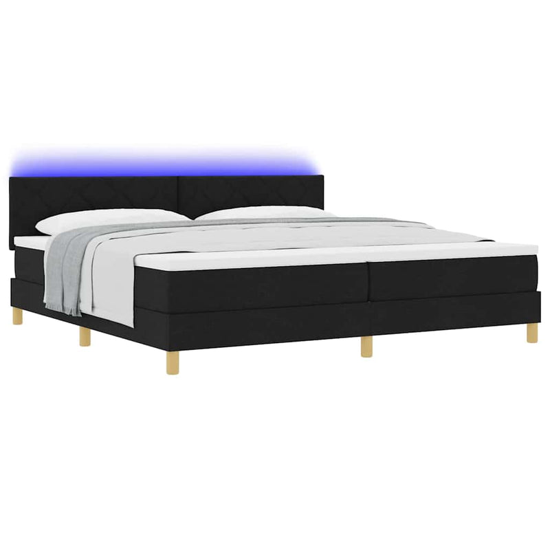 vidaXL Boxrugós ágy matracmal fejtámlával Fekete 200 x 200 cm szövet