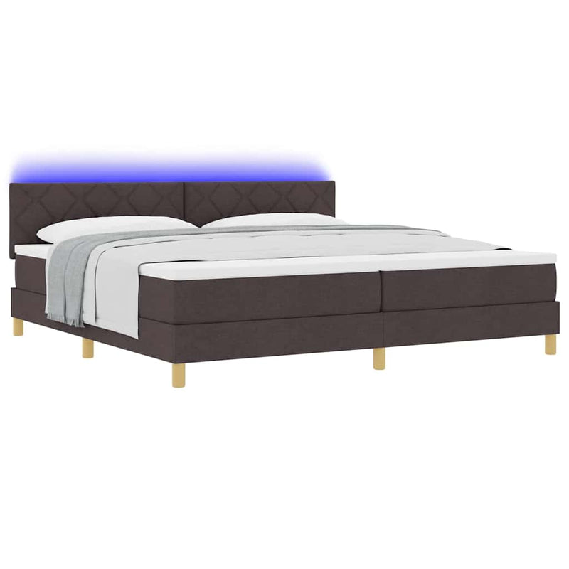 vidaXL Boxrugós ágy matracmal sötétbarna 200 x 200 cm szövet