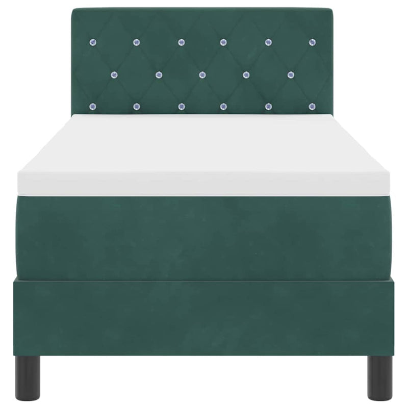 vidaXL Boxrugós ágy fejtámlával Sötétzöld 80 x 200 cm Bársony