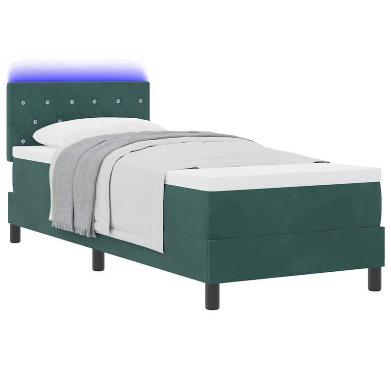vidaXL Boxrugós ágy fejtámlával Sötétzöld 80 x 200 cm Bársony