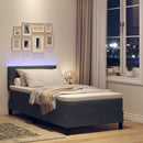 vidaXL LED Box Spring Ágy matracmal Sötétszürke 90 x 190 cm Bársony