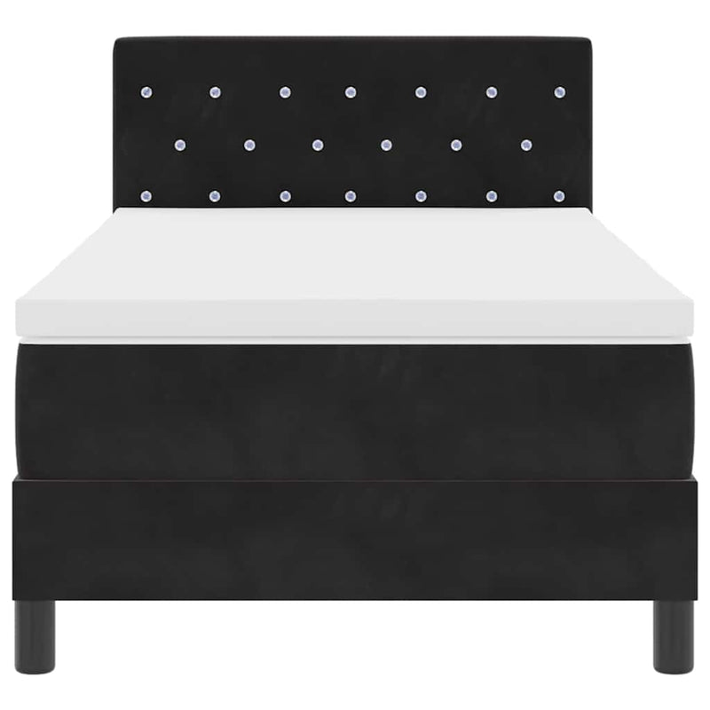 vidaXL Boxrugós ágy fejtámlával Fekete 90 x 200 cm Bársony