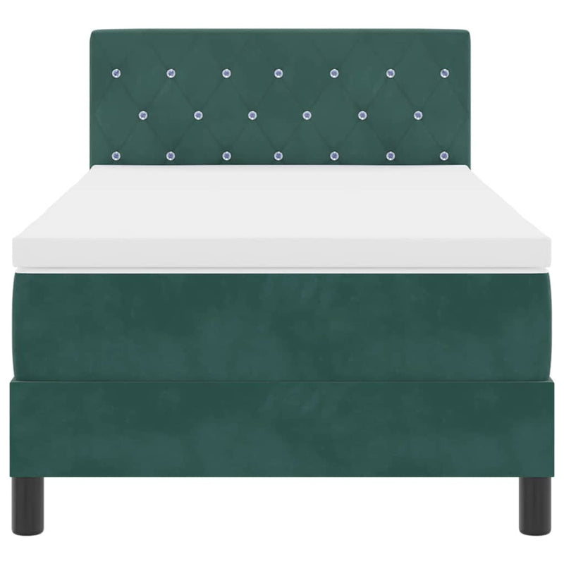 vidaXL Boxrugós ágy fejtámlával Sötétzöld 90 x 200 cm Bársony