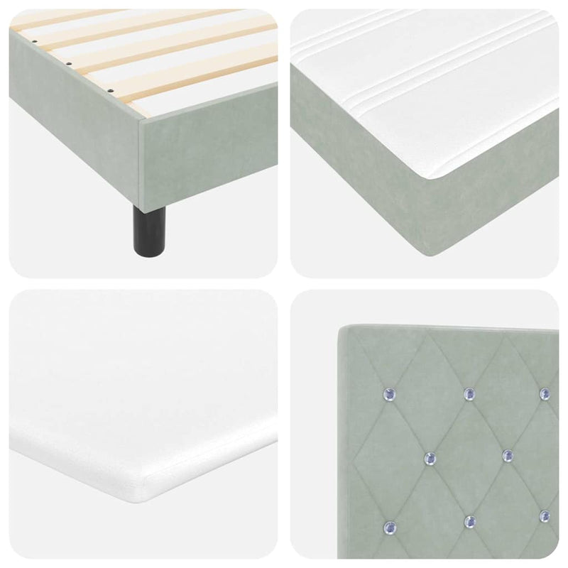 vidaXL Boxrugós ágy fejtámlával Világosszürke 100 x 200 cm Bársony
