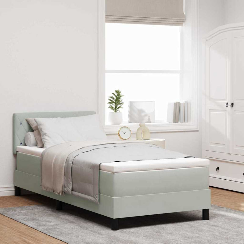 vidaXL Boxrugós ágy fejtámlával Világosszürke 100 x 200 cm Bársony