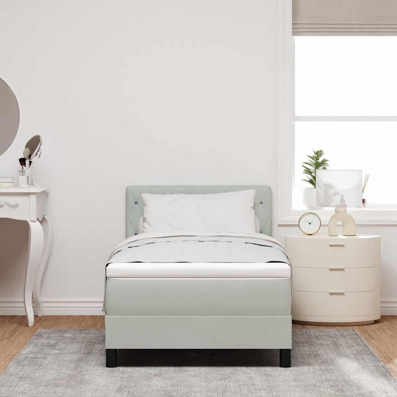 vidaXL Boxrugós ágy fejtámlával Világosszürke 100 x 200 cm Bársony