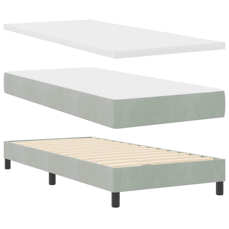 vidaXL Boxrugós ágy fejtámlával Világosszürke 100 x 200 cm Bársony