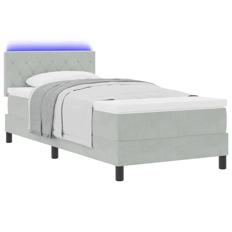 vidaXL Boxrugós ágy fejtámlával Világosszürke 100 x 200 cm Bársony