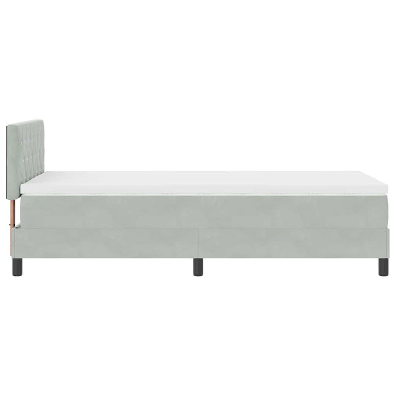 vidaXL Boxrugós ágy fejtámlával Világosszürke 100 x 200 cm Bársony