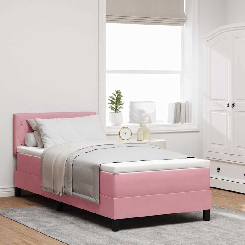 vidaXL Boxrugós ágy matracmal Rózsaszín 100 x 200 cm Bársony