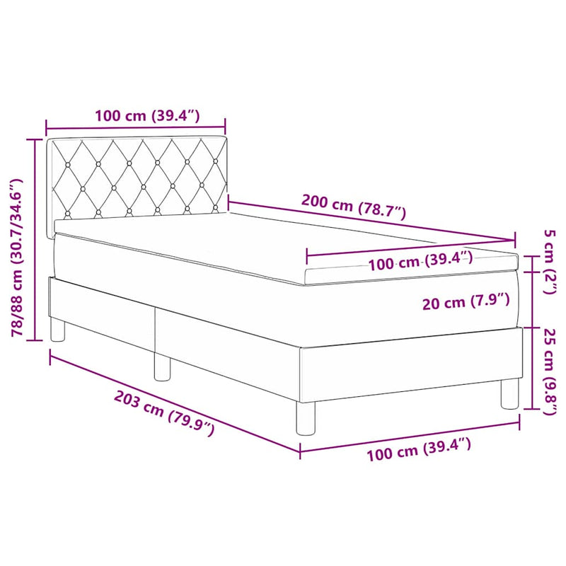 vidaXL Boxrugós ágy matracmal Rózsaszín 100 x 200 cm Bársony
