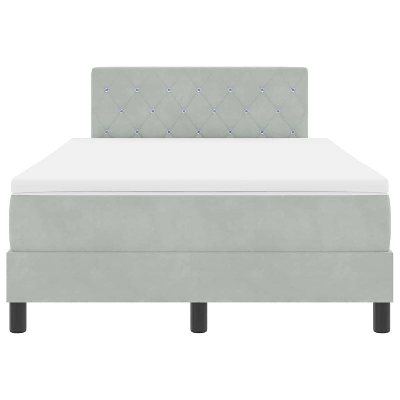 vidaXL Boxrugós ágy fejtámlával Világosszürke 120 x 190 cm Bársony