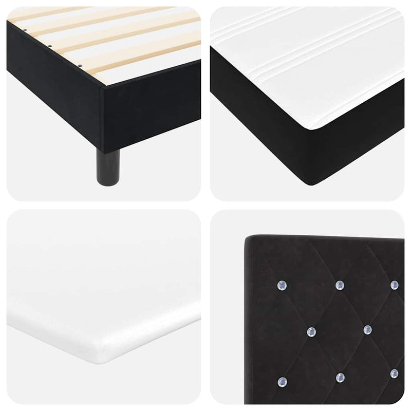 vidaXL Boxrugós ágy fejtámlával Fekete 120 x 190 cm Bársony