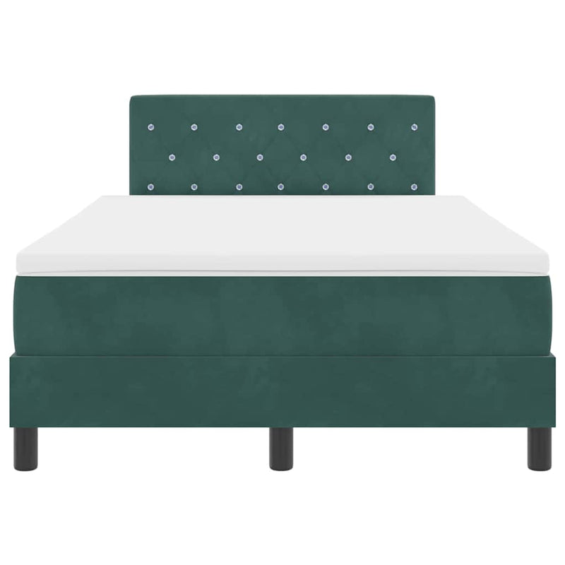 vidaXL Boxrugós ágy fejtámlával Sötétzöld 120 x 190 cm Bársony