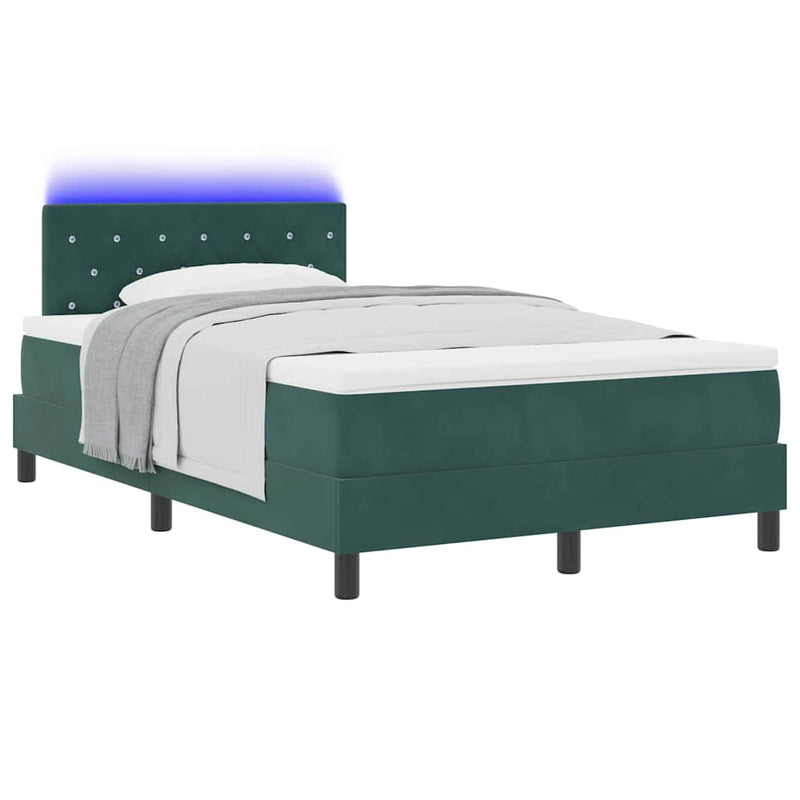 vidaXL Boxrugós ágy fejtámlával Sötétzöld 120 x 190 cm Bársony