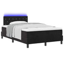 vidaXL LED Box Spring Ágy matracmal leddel Fekete 120 x 200 cm Bársony