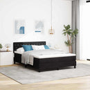 vidaXL LED Box Spring Ágy matracmal leddel Fekete 140 x 190 cm Bársony