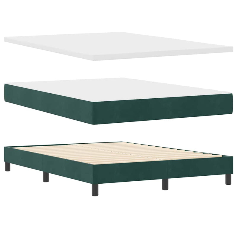 vidaXL Boxrugós ágy fejtámlával Sötétzöld 140 x 190 cm Bársony