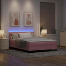 vidaXL LED Box Spring Ágy matracmal Rózsaszín 140 x 190 cm Bársony