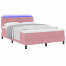 vidaXL LED Box Spring Ágy matracmal Rózsaszín 140 x 200 cm Bársony