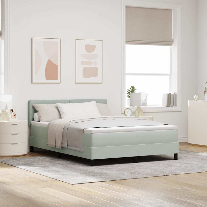 vidaXL Boxrugós ágy fejtámlával Világosszürke 160 x 200 cm Bársony