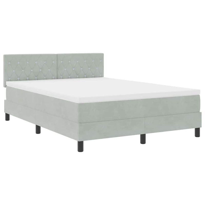 vidaXL Boxrugós ágy fejtámlával Világosszürke 160 x 200 cm Bársony