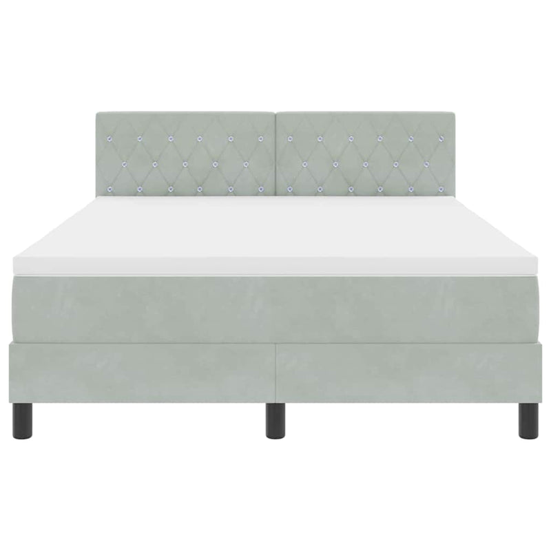 vidaXL Boxrugós ágy fejtámlával Világosszürke 160 x 200 cm Bársony