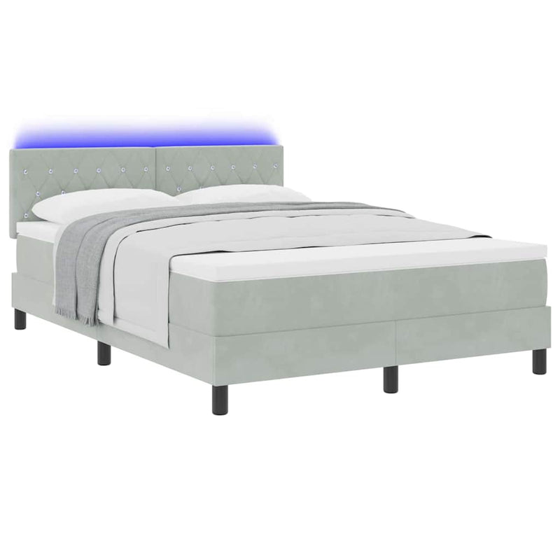vidaXL Boxrugós ágy fejtámlával Világosszürke 160 x 200 cm Bársony