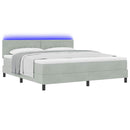vidaXL LED Box Spring Ágy matracmal Világosszürke 180 x 200 cm Bársony