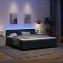 vidaXL LED Box Spring Ágy matracmal Sötétzöld 180 x 200 cm Bársony