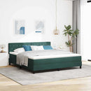 vidaXL LED Box Spring Ágy matracmal Sötétzöld 180 x 200 cm Bársony