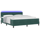 vidaXL LED Box Spring Ágy matracmal Sötétzöld 180 x 200 cm Bársony