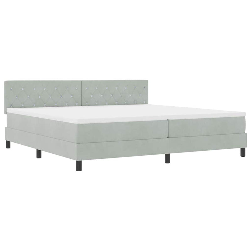 vidaXL Boxrugós ágy fejtámlával Világosszürke 200 x 200 cm Bársony
