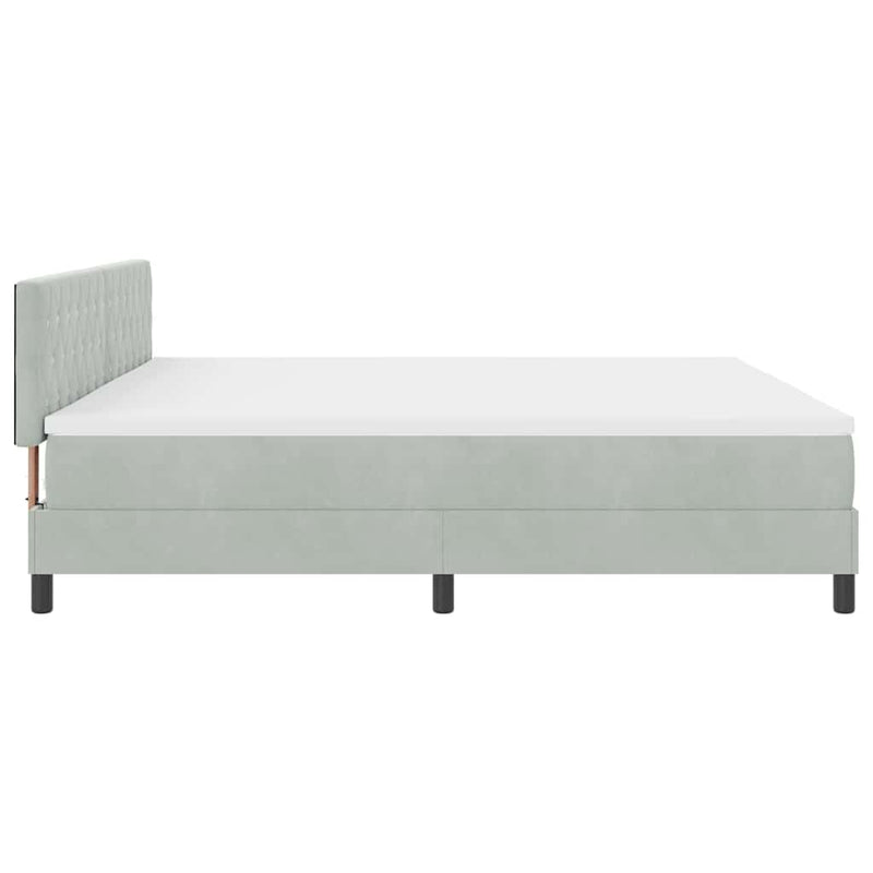 vidaXL Boxrugós ágy fejtámlával Világosszürke 200 x 200 cm Bársony