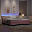 vidaXL LED Box Spring Ágy matracmal Rózsaszín 200 x 200 cm Bársony