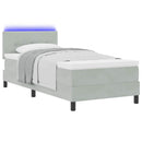 vidaXL LED Box Spring Ágy Világosszürke 80 x 200 cm Bársony