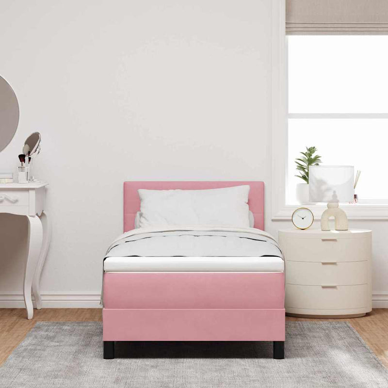 vidaXL Boxrugós ágy fejtámlával Rózsaszín 80 x 200 cm Bársony