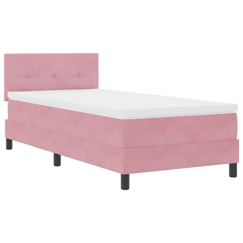 vidaXL Boxrugós ágy fejtámlával Rózsaszín 80 x 200 cm Bársony