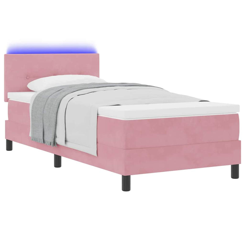 vidaXL Boxrugós ágy fejtámlával Rózsaszín 80 x 200 cm Bársony