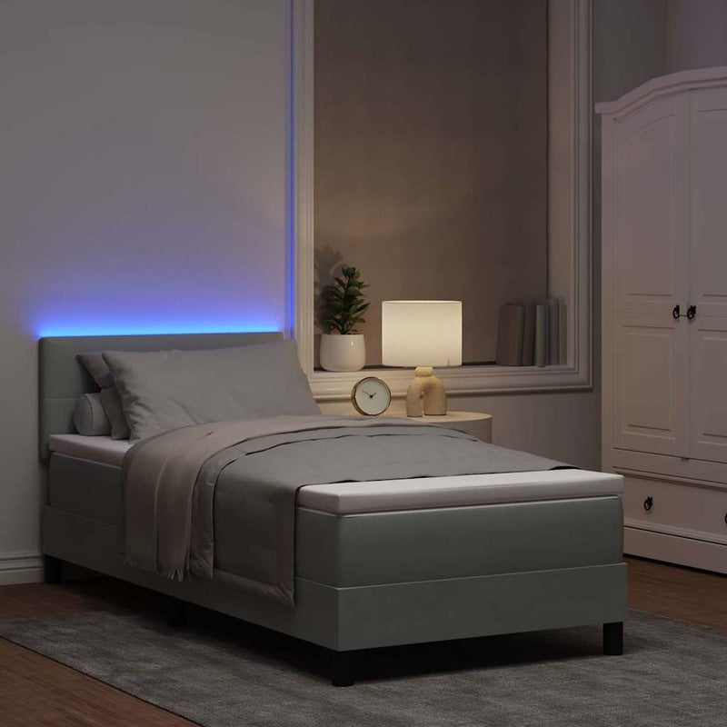 vidaXL Boxrugós ágy fejtámlával Világosszürke 90 x 190 cm Bársony