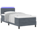 vidaXL LED Box Spring Ágy matracmal Sötétszürke 100 x 200 cm Bársony