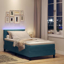 vidaXL LED Box Spring Ágy fejtámlával Sötét kék 100 x 200 cm Bársony
