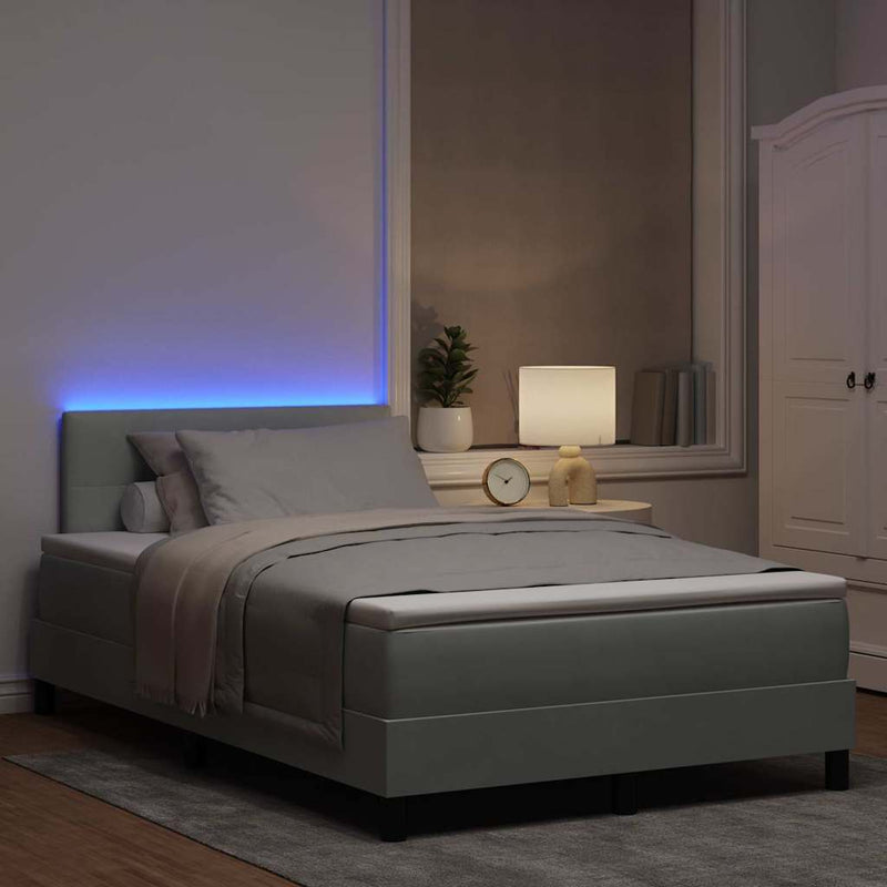 vidaXL Boxrugós ágy fejtámlával Világosszürke 120 x 190 cm Bársony