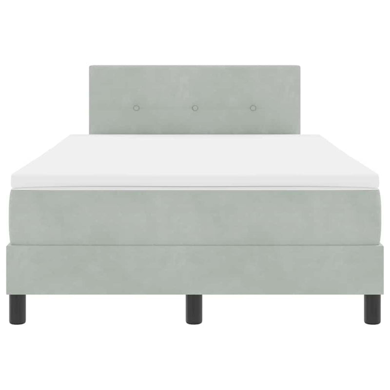 vidaXL Boxrugós ágy fejtámlával Világosszürke 120 x 190 cm Bársony