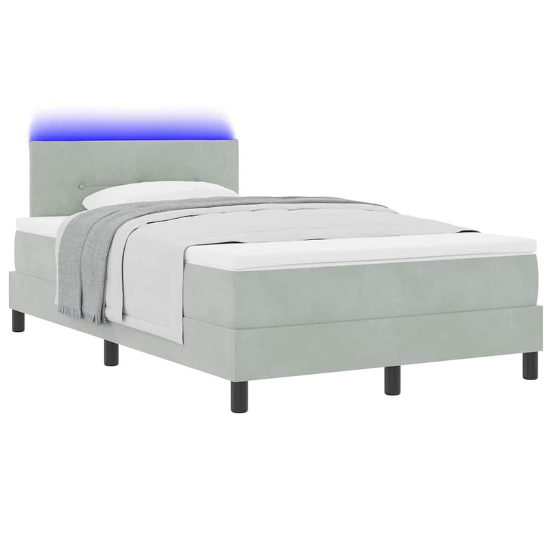 vidaXL Boxrugós ágy fejtámlával Világosszürke 120 x 190 cm Bársony