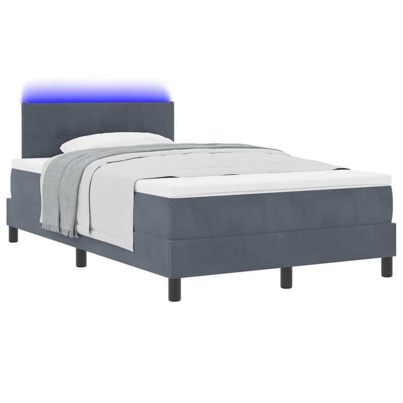 vidaXL Boxrugós ágy fejtámlával Sötétszürke 120 x 190 cm Bársony